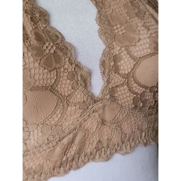 Free People‎ Women's Galloon Lace Halter Bralette Size Small Nude Beige - Picture 9 of 10